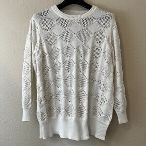 Novelty Stitch Womens 3X White Knit Sweater Crewneck Plus Size New